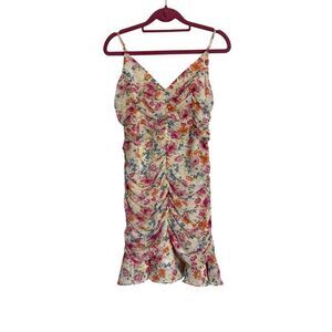 ASTR The Label Dress Womens Small Multicolor Ruched Cami Mini Floral Smocked NWT